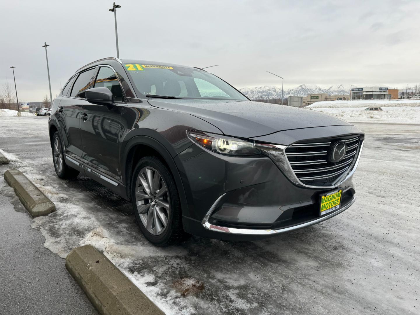 2021 Gray /Black Mazda CX-9 Grand Touring AWD (JM3TCBDY5M0) with an 2.5L L4 DOHC 16V engine, 6A transmission, located at 1960 Industrial Drive, Wasilla, 99654, (907) 274-2277, 61.573475, -149.400146 - Photo#7